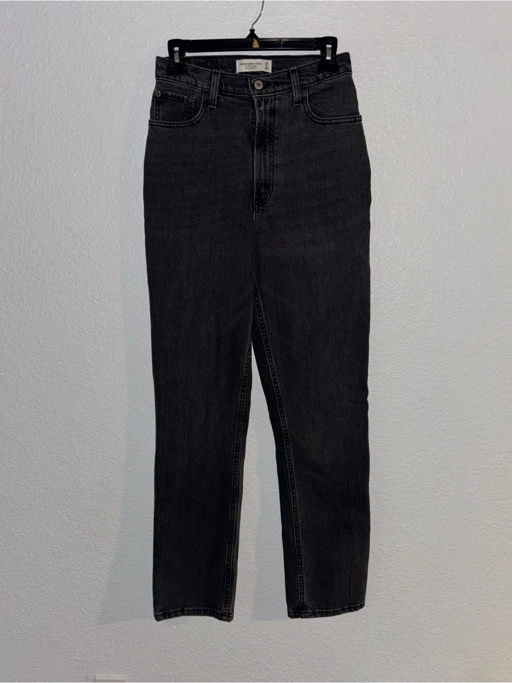Abercrombie 90s Straight Ultra High Rise Black Gray Jeans Size 25 Y2K Denim - Picture 2 of 6